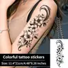 Pegatinas de tatuaje de colores transfronterizas con diseños florales para brazos de niñas, mangas completas, muslos, impermeables, de larga duración, flores, negro y gris, realistas