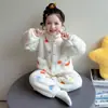 Pijama de otoño e invierno para niños, conjunto de franela para niñas, nueva colección de invierno 2026, ropa de estar con capucha de vellón de coral para bebé