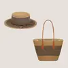 Nuevo Set de Bolso y Sombrero Tejido de Paja, Set de Dos Piezas de Gran Capacidad, Bolso Tote para Viajes al Aire Libre, Sombrero de Ala Ancha para el Sol, Versátil