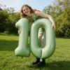 Balões de Folha de Alumínio Digitais Verdes Oliva de 32 polegadas Decoração de Festa de Aniversário Arranjo de Cena Balões de Folha de Alumínio Versão Americana Atacado