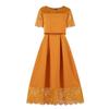 Elegante Vestido de Manga Corta con Adorno de Encaje para Otoño 2026 - Nuevo Estilo para Banquetes y Anfitrionas, Efecto Adelgazante