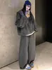 Algodón de Imitación Mamba Algodón 280g Conjunto Deportivo para Mujer Primavera y Otoño Sudadera con Capucha de Manga Larga Holgada Casual de Dos Piezas