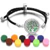 Nuevo Pulsera Difusora de Perfume de Aceite Esencial de Aromaterapia de Acero Inoxidable con Hilo de Cuero Pulsera Trenzada de Cuerda de Verano Pulsera de Cuero Negro