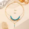 Collar apilado geométrico de cuentas de piedra natural transfronterizo, cadena para clavícula de moda de oro de 14 quilates, juego de pendientes en stock