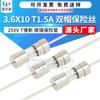 Fabricante direto fusível de vidro 3,6*10mm T1.5A 250V de ação lenta com tampas duplas e terminal de chumbo fusível