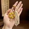 Producto Terminado Puro Hecho a Mano Patrimonio Cultural Inmaterial Brocado de Canción Retro Chino Nuevo Colgante de Orquídea Linghua Doble Cara Retro Sensación de Alta Gama Borla