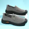 Novos Sapatos de Malha de Verão para Homens, Slip-On Estilo 'Dad Shoes', Respiráveis, Confortáveis, Leves, Sapatos para Esportes e Lazer para Pessoas de Meia-Idade e Idosos