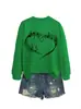 Amazon eBay Tienda Independiente Informal Cómoda de Moda para Mujer Sudadera de Manga Larga con Cuello Redondo con Nota Musical y Corazón para Comercio Exterior