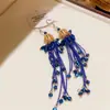 Pendientes Redondos Plegados con Borlas Tachonados de Pedrería Estilo Retro Europeo y Americano, de Moda y Versátiles, con un Toque de Lujo Ligero y de Alta Gama