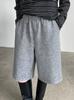 Shorts de Lã Simples Versátil Estilo Coreano Taochuan Comprimento no Joelho para Mulheres 25 Novo Elástico Solto de Perna Larga Comprimento Médio Shorts de Bota 2827