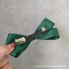 Horquilla elegante francesa para adulto, dulce, verde oscuro, multicapa, lazo grande, horquilla trasera, clip para coleta, accesorios para el cabello