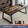 Novo Escritório de Negócios em Estilo Chinês, Grande Mesa de Chá, Conjunto de Mesa e Cadeiras de Chá em Cor de Madeira Maciça, Uma Mesa e Cinco Cadeiras para Beber Chá