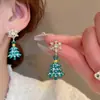 Brincos de Árvore de Natal Floco de Neve Diamante Agulha de Prata com Borla de Pérola Lançamento de Natal Brincos Elegantes de Luxo Leve Brincos da Moda