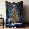 Bestseller transfronterizo de Amazon: Manta de franela roja de frutas navideñas, copos de nieve y ciervos, manta suave para el hogar en vacaciones