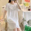 Pijama Feminino Verão Novo Manga Curta Estilo Palácio Gola Boneca Vestido de Noite Elegante Vestido Fada Roupas de Casa