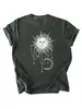 Amazon eBay estação independente moda versátil elegante feminina corrente sol lua estrela gola redonda manga curta camiseta
