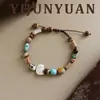 Nuevo Exquisito Collar de Elefante con Cuentas de Turquesa y Concha para Mujer, Lujo Accesible Cadena de Clavícula Extraíble de Gama Alta de Nicho