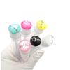 Cepillo para pestañas de tubo de ensayo con cara sonriente, cepillo para pestañas de cristal de tubo de ensayo no primario con tubo, peine para pestañas al por mayor