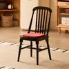 Cadeira de Jantar Sólida em Madeira Estilo Francês, Mesa de Jantar e Cadeiras Estilo Antigo, Móveis Domésticos Retrô com Revestimento Macio, Cadeira Simples Lanka Estilo Antigo com Encosto