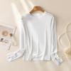 25 Años Otoño e Invierno Nueva Camiseta Básica de Lana Tencel de Manga Larga para Mujer con Diseño de Hilo Contrastante Camiseta Interior