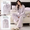 Bestseller de transmisión en vivo: Cárdigan de algodón puro para otoño con sujetador incorporado, ropa de estar de manga larga para mujer, casual y usable como prenda exterior, fino y ligero