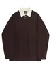Sudadera Retro con Cuello de Solapa de Color Contrastante para Hombre, Primavera y Otoño, Estilo Americano Holgado, Tendencia Coreana, Versátil, Top de Manga Larga tipo Polo