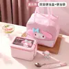 Lancheira Térmica Sanrio para Trabalhadores de Escritório, Grande Capacidade, Lancheira Bento com Compartimento de Camada Dupla para Estudantes, Lancheira de Aço Inoxidável m