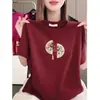 Liquidação de Camisetas de Manga Curta de Verão para Mulheres de Comércio Exterior, Modelagem Solta, Emagrecedoras, Tops Estampados, Estilosos e Rejuvenescedores, Roupas para Mulheres de Meia-Idade