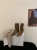 Botines franceses retro de tacón de cuña con punta cuadrada para mujer, nuevo modelo para otoño e invierno 2026