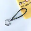 Chaveiro de corda trançada com anel duplo chaveiro de couro PU colorido novo pingente para bolsa feminina chaveiro para pendurar na cintura