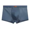 Huajielong Malla Lisa Seda de Hielo Ropa Interior para Hombre al por Mayor Cintura Media Tallas Grandes para Hombre Transpirable Calzoncillos tipo bóxer para Hombre Se puede hacer Dropshipping