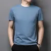 Camiseta de manga corta de verano para hombre, nueva camiseta fina de verano, color liso, camiseta básica, top holgado de cuello redondo, ropa para hombre