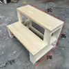 Reposapiés de Madera Maciza Escalones para Ventana de Bahía Reposapiés Doméstico Engrosado de Madera Maciza Marco de Escalón de 2 Niveles Reposapiés Escalón de Escalera