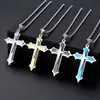 Colar Pingente Cruz de Aço Titânio Não Desbota, Estilo de Rua Versátil Corrente de Suéter Masculina Acessório Estilo Europeu e Americano Transfronteiriço