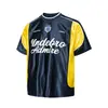 Camiseta de Manga Corta con Costuras Retro Americanas y Letra Estampada de Contraste para Hombre, Camiseta Deportiva de Verano, Top para Motocicleta y Ciclismo