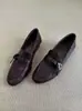 Versión de piel de vaca mocasines de tacón grueso estilo británico para mujer diseño de punta redonda sin cordones apertura profunda zapatos de una pieza versátiles Zapatos de cuero pequeños JK