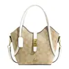 Bolso Cubo de Moda Transfronterizo Estampado de Color Contrastante para Mujer Bolso de Mano Retro de Gama Alta Europeo y Americano Bolso Clásico Presbiópico de Hombro Cruzado