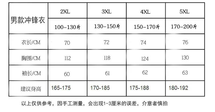 男款尺码表