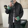 Chaqueta de Hombre Primavera Gamuza Estampada con Hebilla y Cuello Vertical Traje Tang Estilo Chino Chaqueta de Traje Tang para Hombre Chaqueta