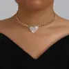 Colar de Pescoço Feminino Estilo Punk Hip-Hop Europeu e Americano, Colar Luxuoso de Alta Qualidade Exagerado com Pedras de Strass