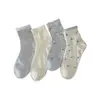 Calcetines Finos de Primavera y Verano para Mujer, Calcetines Cortos Florales de Lunares Frescos Estilo Japonés, Calcetines Cortos Dulces de Encaje de Malla Calada
