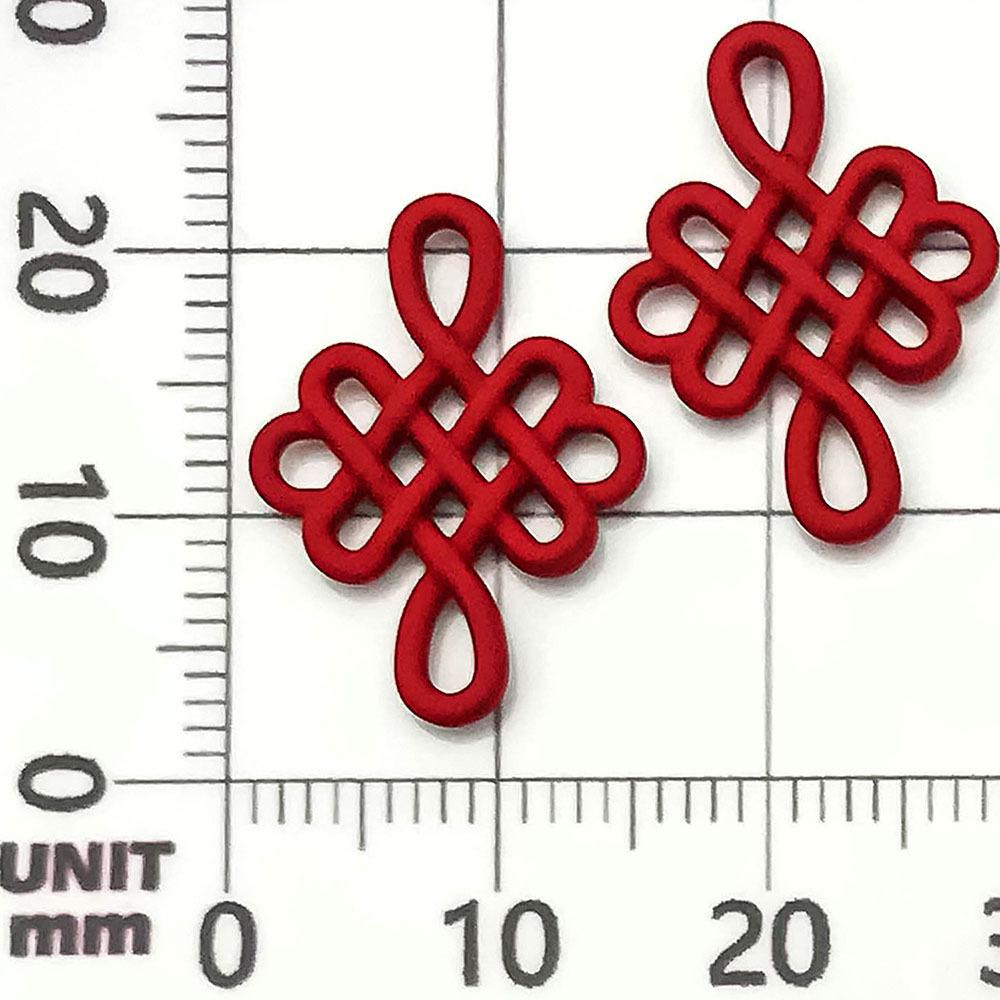 21580-DL-红色烤漆橡皮双吊新年中国结20x15mm-