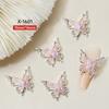 Accesorios para Uñas: Rhinestones de Mariposa Aurora Iridiscente para Uñas, Mariposa Hueca de Aleación de Doble Capa Tridimensional Decoraciones de Uñas Portátiles