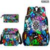 3D Novo Produto Geometry Dash Mochila Escolar Estojo Bolsa de Ombro Conjunto de Três Peças Estampado