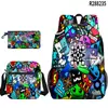 Mochila Escolar 3D Nova Geometria Sprint Geometry Dash Estojo para Lápis Bolsa de Ombro Conjunto de Três Peças Estampado