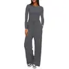 Europeu e Americano Transfronteiriço 2026 Primavera e Outono Design Assimétrico Senso Casual Terno Feminino Manga Longa Calça de Perna Larga Multiuso Roupa Esportiva
