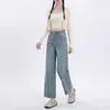 Jeans rectos elásticos, pantalones cortos versátiles de primavera de tiro medio para petite, pantalones adelgazantes de abuela, admite envío directo
