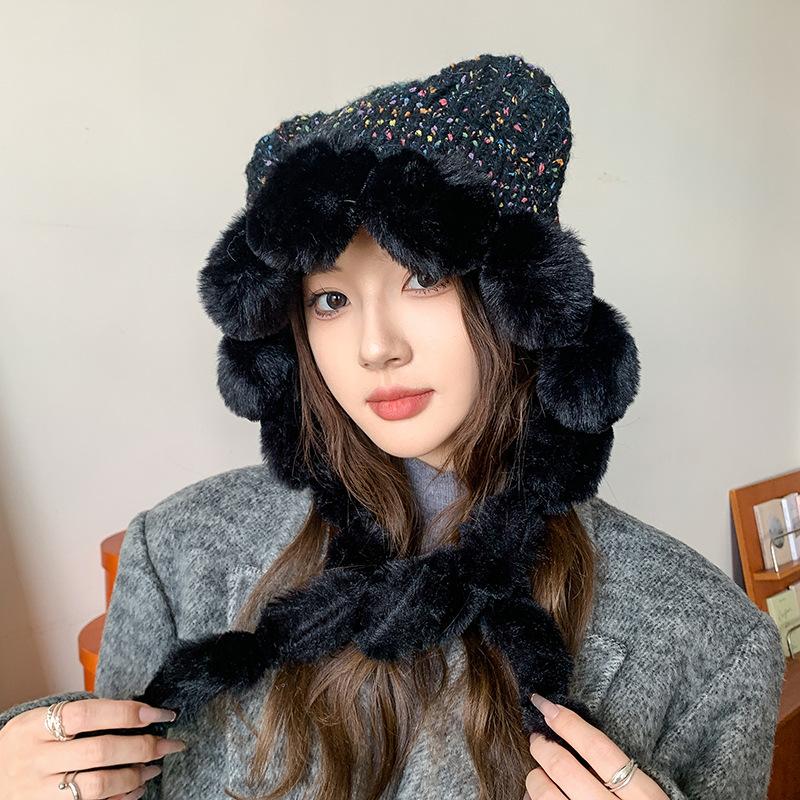 冬天帽子女保暖护耳毛线帽户外加厚韩版网红时尚针织帽百搭雷锋帽