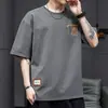 Ropa de Hombre Shanggu 2026 Nuevo Gris Sudadera Estilo Americano Estampada Manga Corta para Hombre 230g Retro Holgada Casual Camiseta
