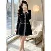 Vestido de Punto de Manga Larga Ajustado Estilo Nuevo Otoño/Invierno 2026 para Ir al Trabajo, Suéter Elegante para Abrigo Vestido Negro Pequeño